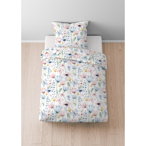 Castell Mikrofaser Seersucker Bettwäsche Blätter sturmgrau, 1x 135x200 cm + 1x 80x80 cm