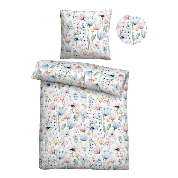 Castell Mikrofaser Seersucker Bettwäsche Blätter sturmgrau, 1x 135x200 cm + 1x 80x80 cm