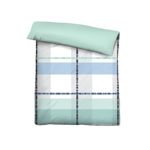 Castell Cooling Bettwäsche Karo eisblau, 1x 135x200 cm + 1x 80x80 cm