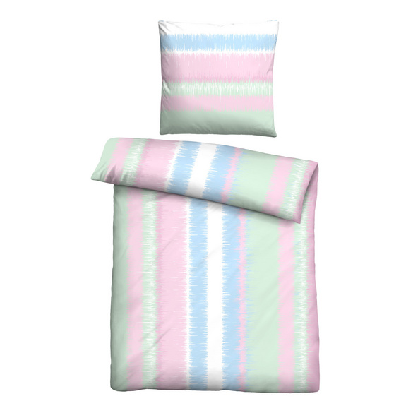 Castell Mikrofaser Bettwäsche Streifen mint, 1x 135x200 cm + 1x 80x80 cm