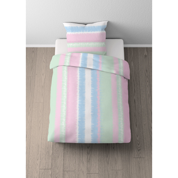 Castell Mikrofaser Bettwäsche Streifen mint, 1x 155x220 cm + 1x 80x80 cm