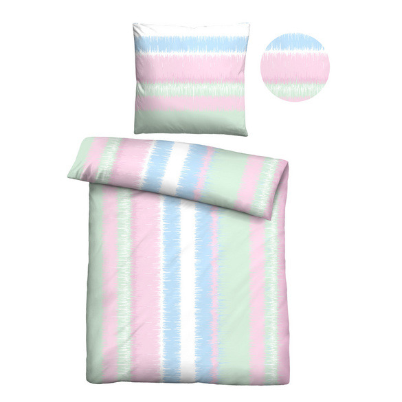 Castell Mikrofaser Bettwäsche Streifen mint, 1x 155x220 cm + 1x 80x80 cm