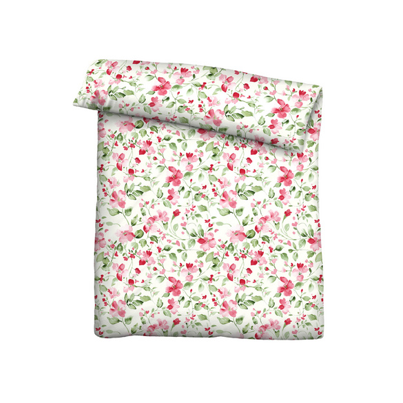 Castell Mikrofaser Bettwäsche Blümchen rubin, 1x 155x220 cm + 1x 80x80 cm