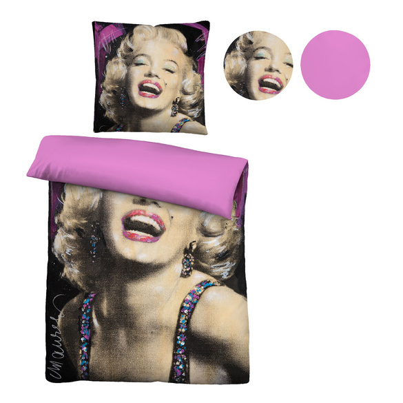 SID MAURER Mikrofaser Bettwäsche Marilyn Monroe pink, 1x 135x200 cm + 1x 80x80 cm