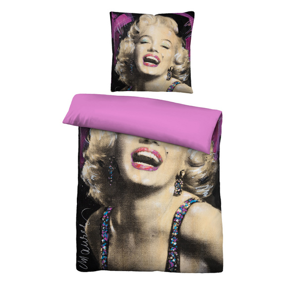 SID MAURER Mikrofaser Bettwäsche Marilyn Monroe pink, 1x 155x220 cm + 1x 80x80 cm