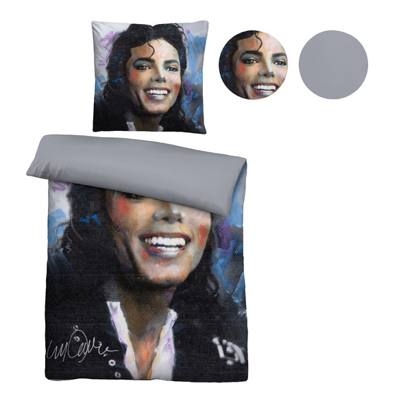 SID MAURER Mikrofaser Bettwäsche Michael Jackson silber/grau, 1x 135x200 cm + 1x 80x80 cm