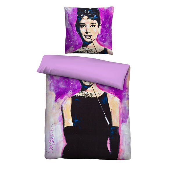 SID MAURER Mikrofaser Bettwäsche Audrey Hepburn viola, 1x 155x220 cm + 1x 80x80 cm