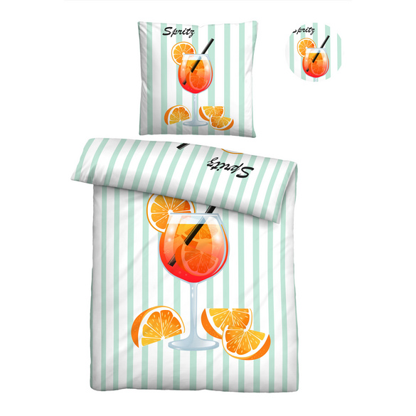 biberna Linon Bettwäsche Spritz mint, 1x 155x220 cm + 1x 80x80 cm