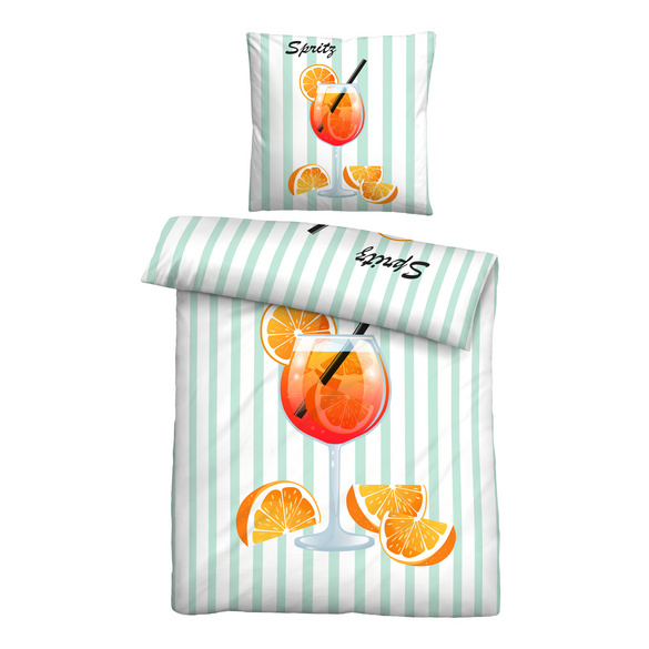 biberna Linon Bettwäsche Spritz mint, 1x 135x200 cm + 1x 80x80 cm