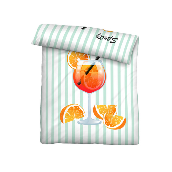 biberna Linon Bettwäsche Spritz mint, 1x 135x200 cm + 1x 80x80 cm