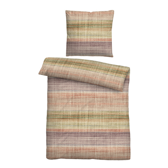 biberna Seersucker Bettwäsche Streifen-Karo macchiato, 1x 155x200 cm + 1x 80x80 cm