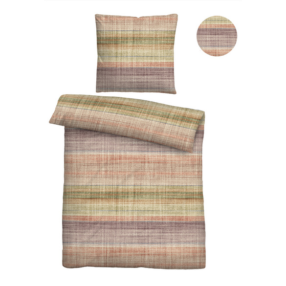biberna Seersucker Bettwäsche Streifen-Karo macchiato, 1x 135x200 cm + 1x 80x80 cm