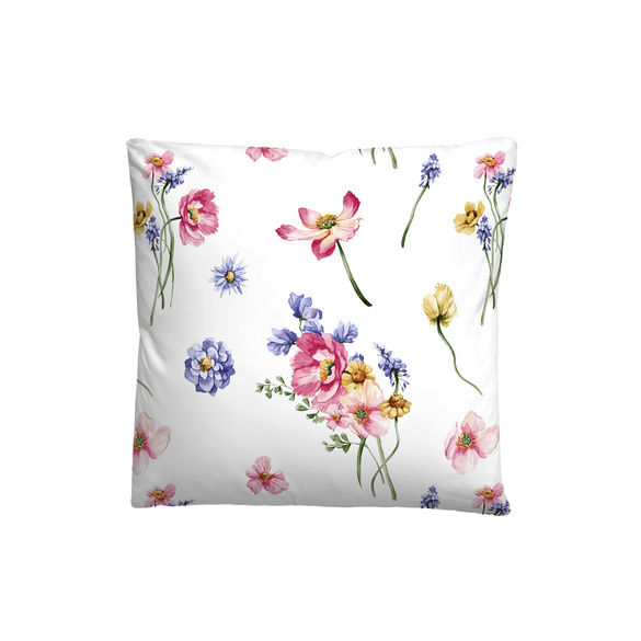 biberna Seersucker Bettwäsche Sommerblumen pink, 1x 155x220 cm + 1x 80x80 cm