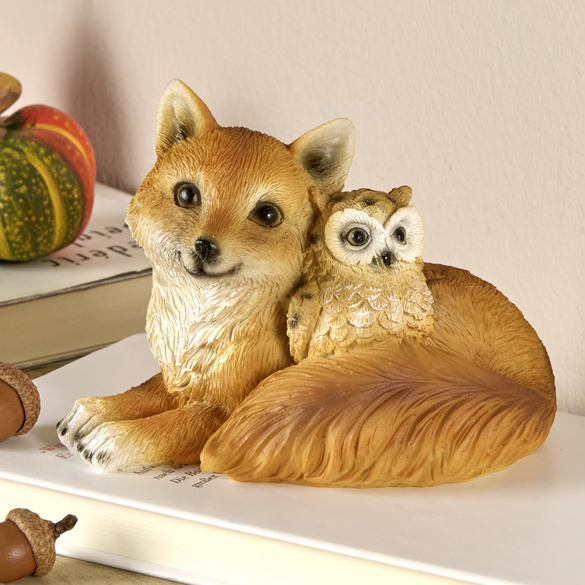 Dekofigur Fuchs mit Eule Eldo