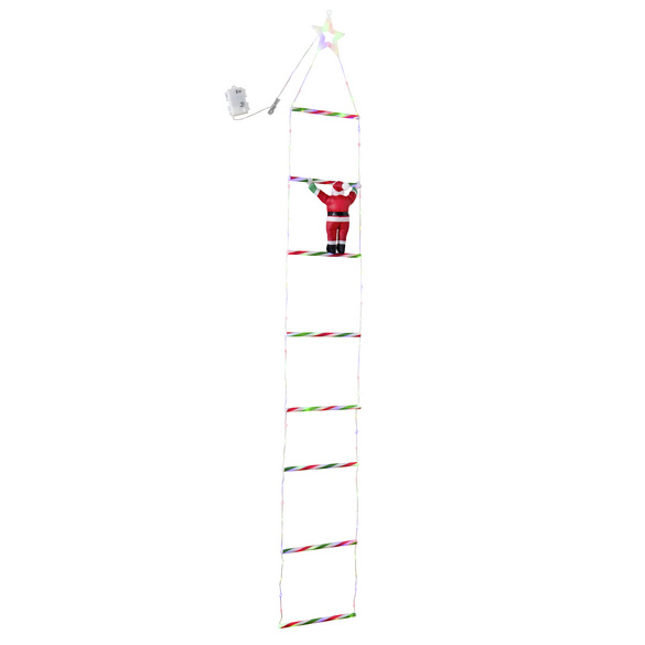 Weihnachtsmann auf beleuchteter Leiter