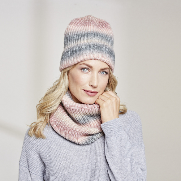 Strickmütze rosé-grau
