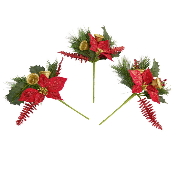 Weihnachtsgesteck mit Glöckchen, 3er-Set