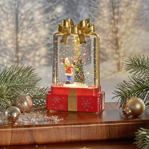 LED-Schneekugel "Geschenk" rot Eldo