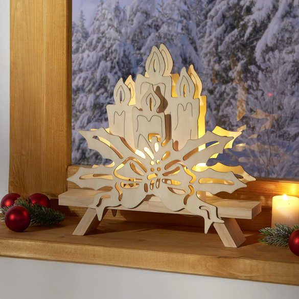 Lichterbogen "Kerzen" aus Holz mit 5 LED Eldo