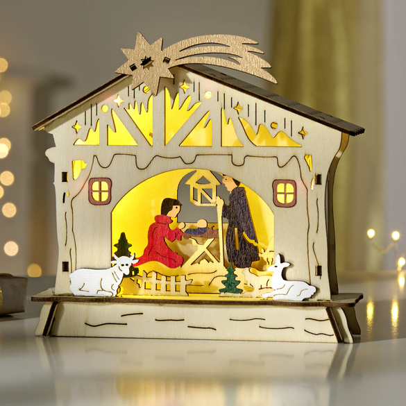 LED-LED-Weihnachtskrippe aus Holz Eldo