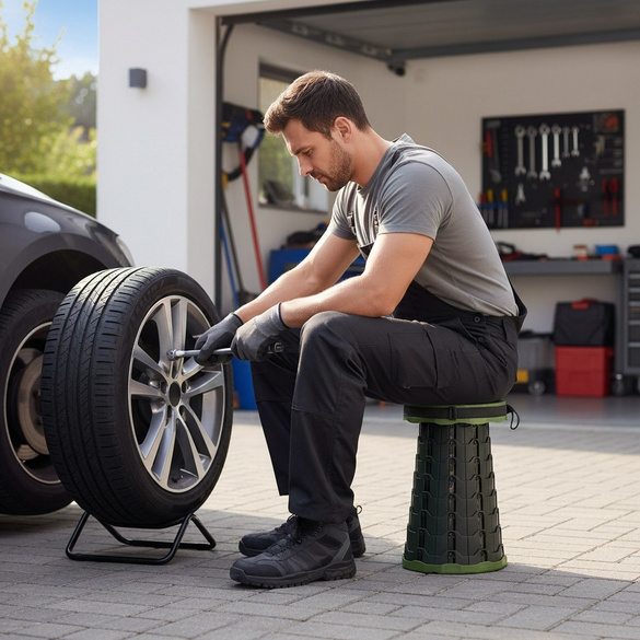 Teleskopstuhl grün faltbar mit Tragegriff