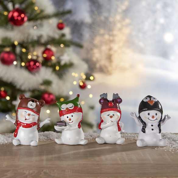 Polyresinfigur Mini-Schneemänner 4er-Set Eldo