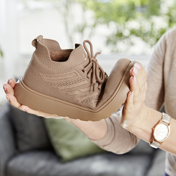 Sneaker "Barbara" in Strickoptik taupe