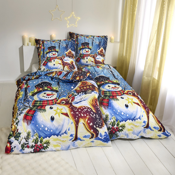 Bettwäsche "Schneemann" blau 2er-Set Eldo
