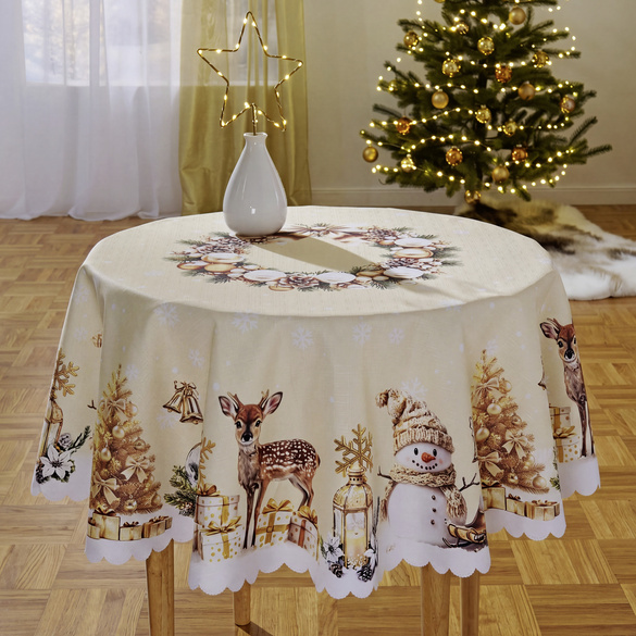 Tischdecke "Goldener Schneemann" Ø 140cm Eldo