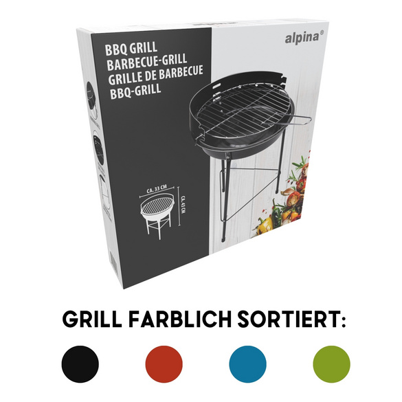 Holzkohlegrill BBQ farblich sortiert alpina