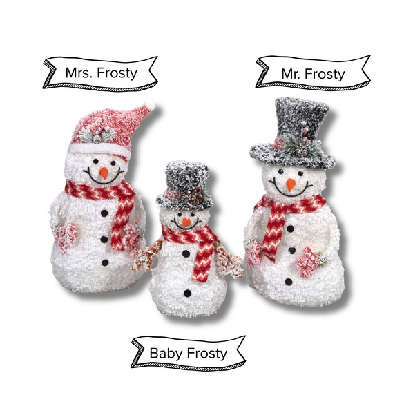 LED-Schneemänner "Familie Frosty" (Mann + Frau + Kind)