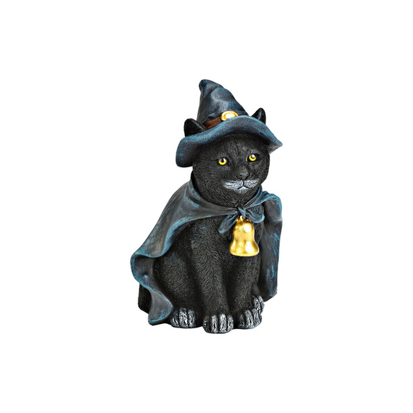Halloween-Katzenfigur mit Hexenhut