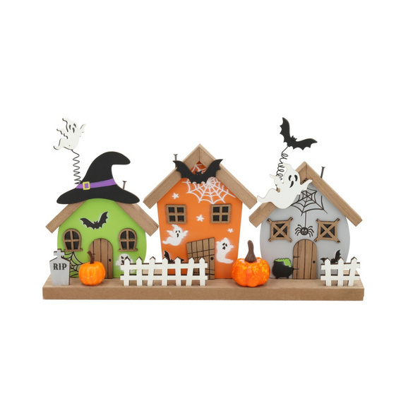 Halloween-Häuservitrine aus Holz