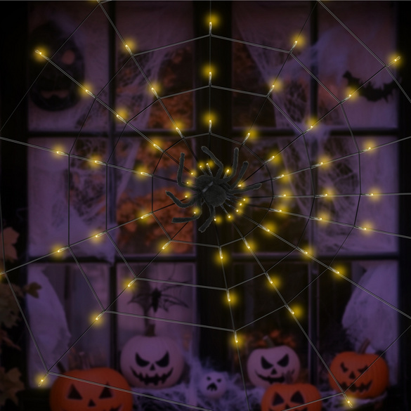 LED-Spinnennetz mit Spinne für Halloween