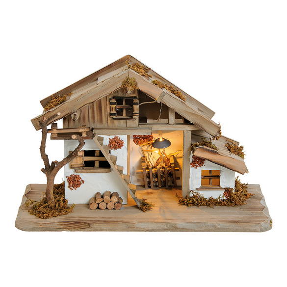 Krippenhaus mit LED-Beleuchtung