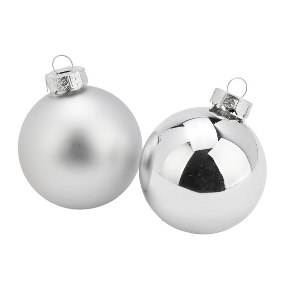 Weihnachtskugeln aus Glas silbern, 24er-Set