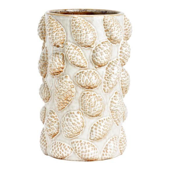 Porzellanvase mit Tannenzapfen-Dekor 16 cm hoch