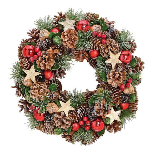Weihnachtskranz aus Holz und Kunststoff
