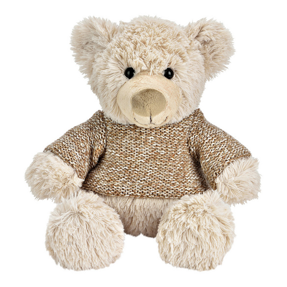 Plüschbär mit Pullover, creme-braun
