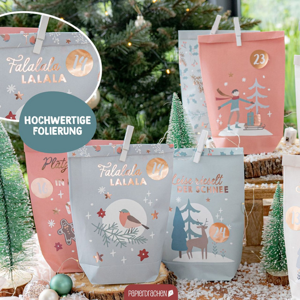Adventskalender-Tüten "Cheerful Christmas" zum Selbstbefüllen