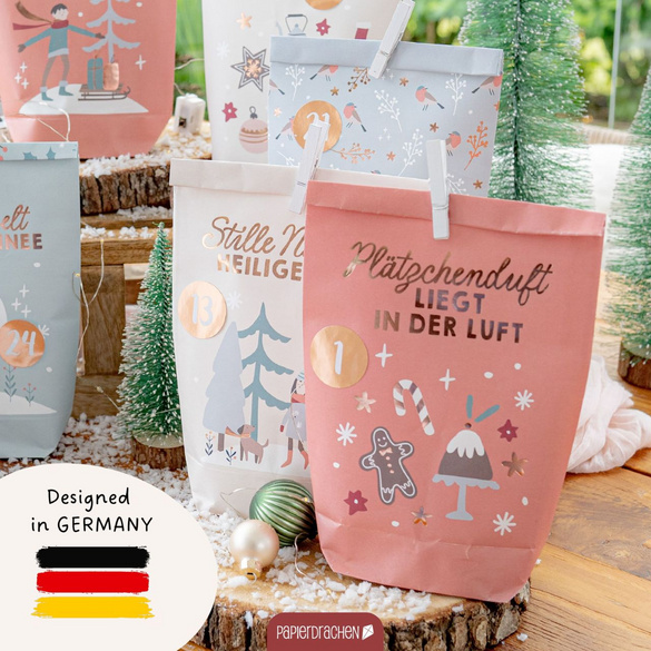 Adventskalender-Tüten "Cheerful Christmas" zum Selbstbefüllen