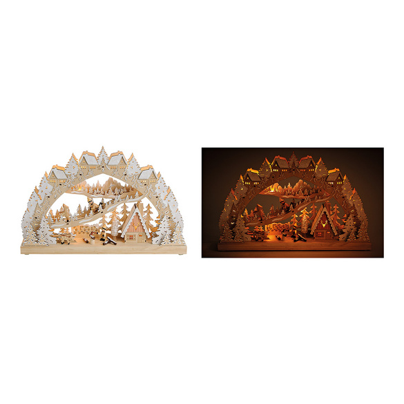 Schwibbogen Kinder im Winterwald mit LED – Wurm
