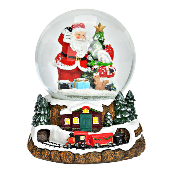 Spieluhr-Schneekugel Nikolaus und Tannenbaum Wurm