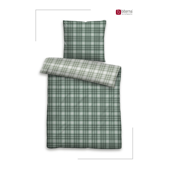 Feinbiber-Bettwäsche "Karo Tartan" salbei biberna