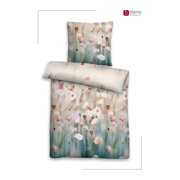 Feinbiber-Bettwäsche "Aquarellblumen" natur biberna