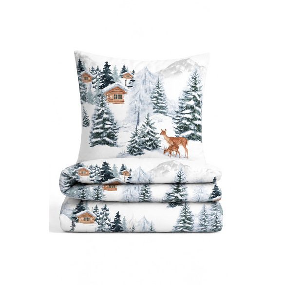 Castell Polycotton-Biber-Bettwäsche „Winter“ taubenblau