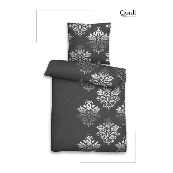 Castell Polycotton-Biber-Bettwäsche „Ornament“ titanium