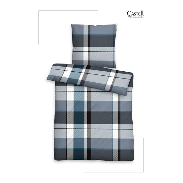 Castell Polycotton-Biber-Bettwäsche „Karo“ petrol