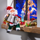 Dekofigur Weihnachtsmann mit Akkordeon, Musik & Licht