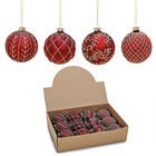 Weihnachtskugel Glitter Rot/Gold Ø8cm 12er-Set